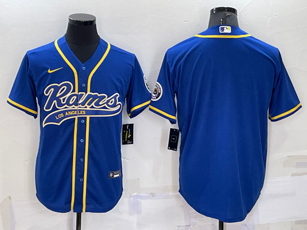 Los Angeles Rams Blank Royal With Patch Cool Base Stitched Baseball Jersey