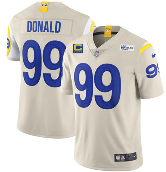 Los Angeles Rams 2022 #99 Aaron Donald Bone White With 4-Star C Patch Stitched Jersey