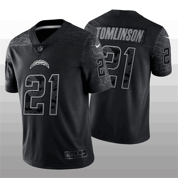 Los Angeles Chargers #21 LaDainian Tomlinson Black Reflective Limited Stitched Football Jersey