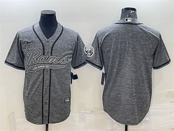Los Angeles Rams Blank Gray With Patch Cool Base Stitched Baseball Jersey