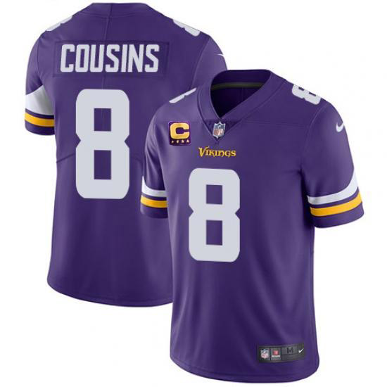 Minnesota Vikings 2022 #8 Kirk Cousins Purple With 4-Star C Patch Vapor Untouchable Limited Stitched Jersey