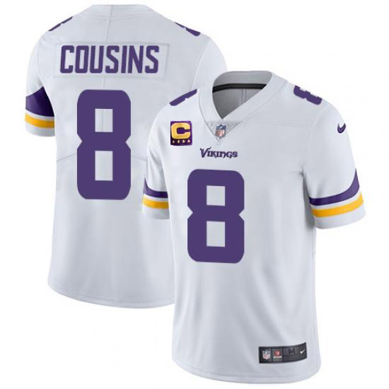 Minnesota Vikings 2022 #8 Kirk Cousins White With 4-Star C Patch Vapor Untouchable Limited Stitched Jersey