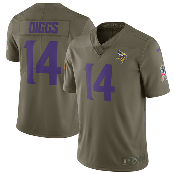 Minnesota Vikings #14 Stefon Diggs Olive Salute To Service Limited Stitched Nike Jersey