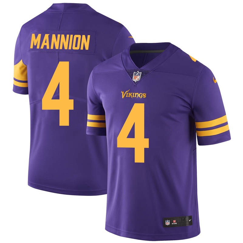 Minnesota Vikings #4 Sean Mannion Purple Color Rush Limited Stitched Jersey