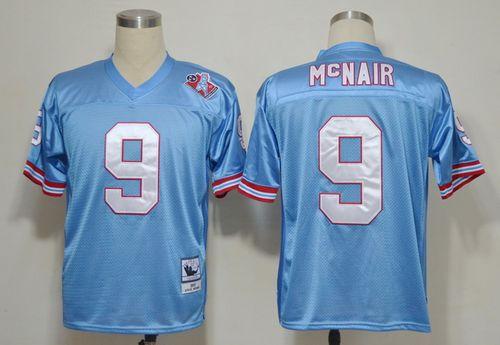 Mitchell And Ness Oilers #9 Steve McNair Blue Throwback Stitched Jersey