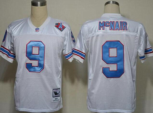 Mitchell And Ness Oilers #9 Steve McNair White Throwback Stitched Jersey