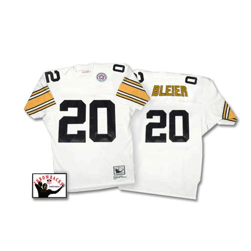 Mitchell Ness Steelers #20 Rocky Bleier White Stitched Throwback Jersey