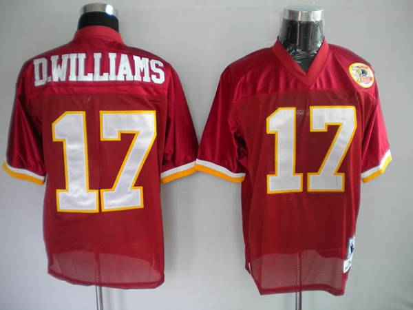 Mitchell And Ness Redskins #17 Doug Williams Red With 50TH Anniversary Patch Stitched Jersey