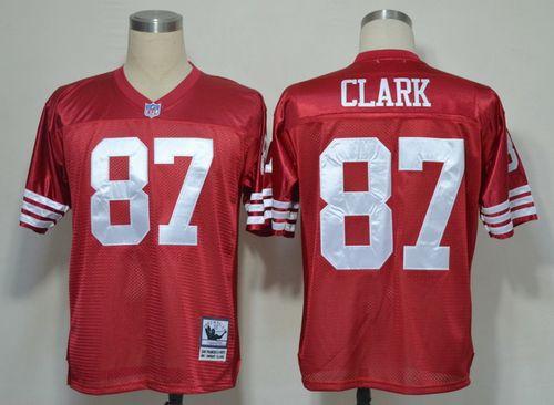 Mitchell And Ness 49ers #87 Dwight Clark Red Stitched Throwback Jersey