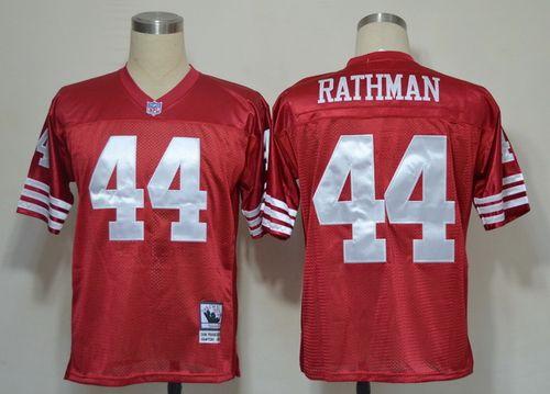 Mitchell And Ness 49ers #44 Tom Rathman Red Stitched Throwback Jersey