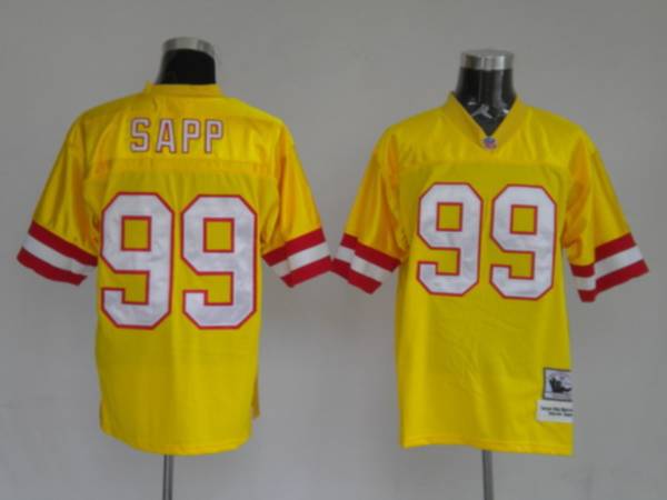 Mitchell And Ness Buccaneers #99 Warren Sapp Stitched 1996 Dark Yellow Jersey