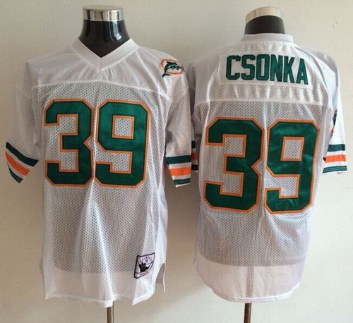 Mitchell And Ness Dolphins #39 Larry Csonka White Throwback Stitched Jerseys