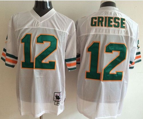 Mitchell And Ness Dolphins #12 Bob Griese White Throwback Stitched Jerseys