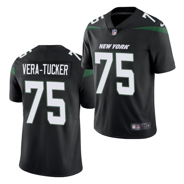 New York Jets #75 Alijah Vera-Tucker 2021 Draft Black Vapor Untouchable Limited Stitched Jersey