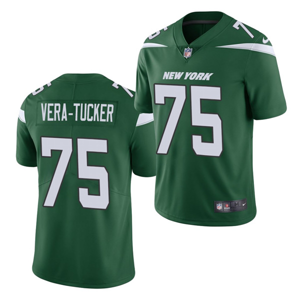 New York Jets #75 Alijah Vera-Tucker 2021 Draft Green Vapor Untouchable Limited Stitched Jersey 