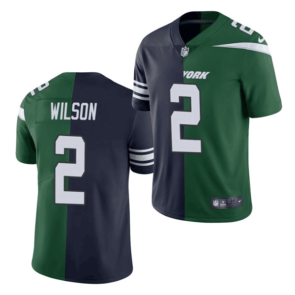 New York Jets #2 Zach Wilson 2021 Green Navy Split Stitched Jersey