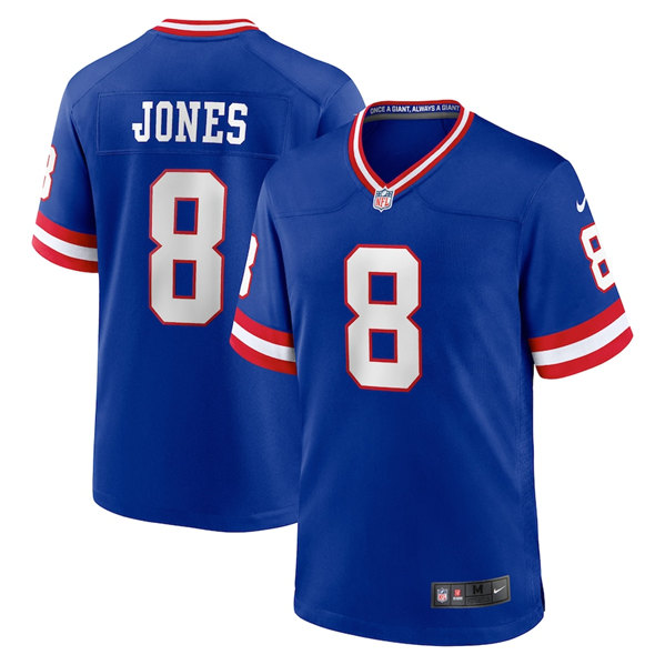 New York Giants #8 Daniel Jones Royal Stitched Game Jersey