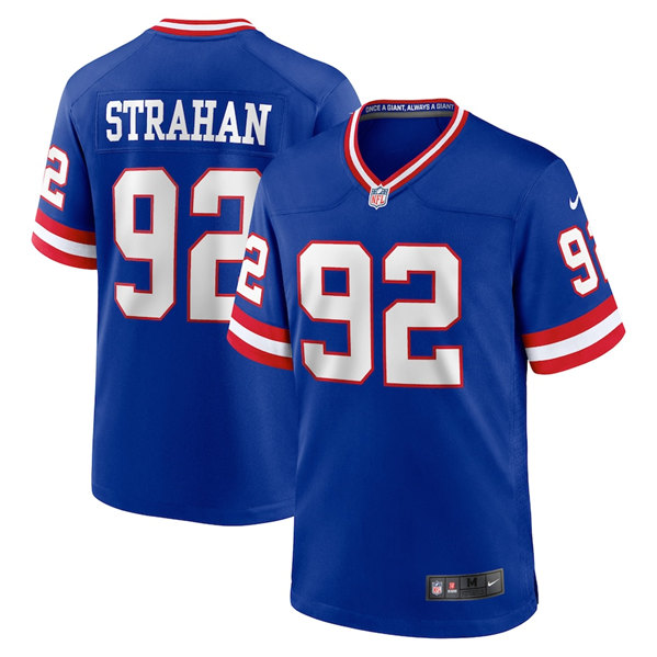 New York Giants #92 Michael Strahan Royal Stitched Game Jersey