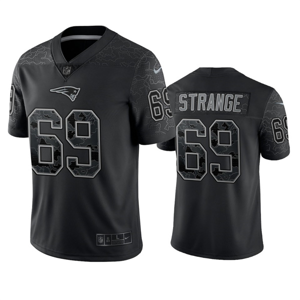 New England Patriots #69 Cole Strange Black Reflective Limited Stitched Football Jersey