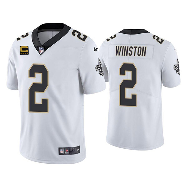 New Orleans Saints 2022 #2 Jameis Winston White With 4-Star C Patch Vapor Untouchable Limited Stitched Jersey