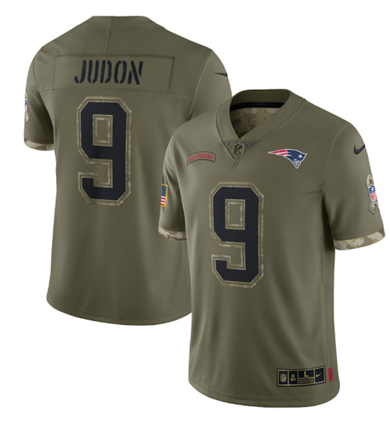 New England Patriots #9 Matt Judon 2022 Olive Salute To Service Limited Stitched Jersey