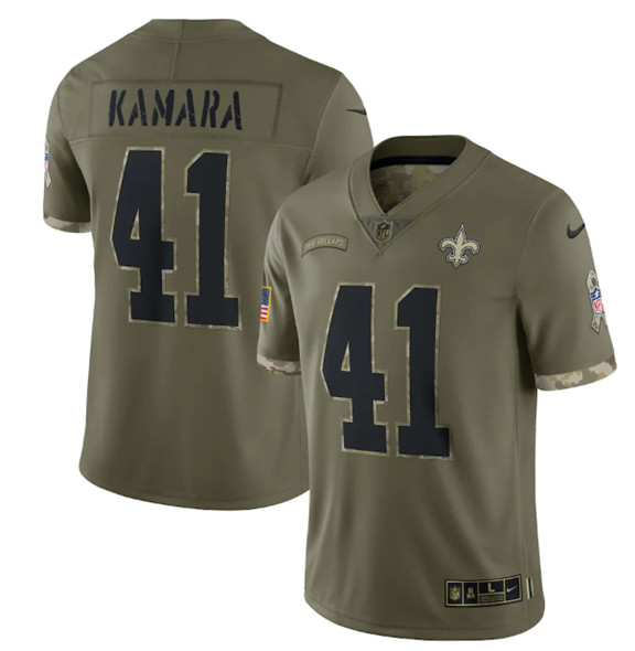 New Orleans Saints #41 Alvin Kamara 2022 Olive Salute To Service Limited Stitched Jersey