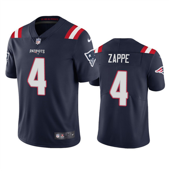 New England Patriots #4 Bailey Zappe Navy Vapor Untouchable Limited Stitched Jersey