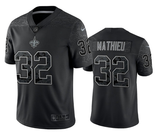 New Orleans Saints #32 Tyrann Mathieu Black Reflective Limited Stitched Football Jersey