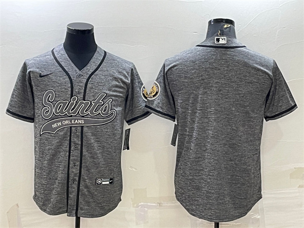 New Orleans Saints Blank Gray With Patch Cool Base Stitched Baseball Jersey