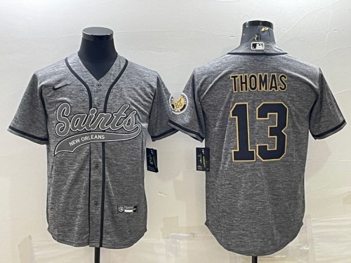 New Orleans Saints #13 Michael Thomas Gray With Patch Cool Base Stitched Baseball Jersey