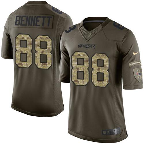 Patriots #88 Martellus Bennett Green Stitched Limited Salute To Service Nike Jersey