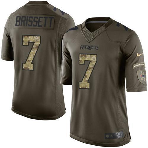 Patriots #7 Jacoby Brissett Green Stitched Limited Salute To Service Nike Jersey
