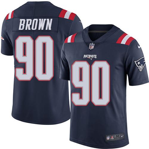 Patriots #90 Malcom Brown Navy Blue Stitched Limited Rush Nike Jersey