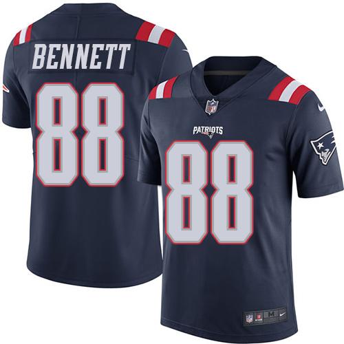 Patriots #88 Martellus Bennett Navy Blue Stitched Limited Rush Nike Jersey