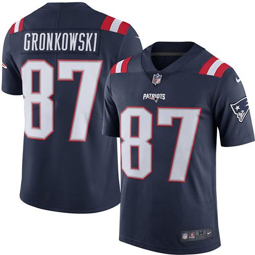 Patriots #87 Rob Gronkowski Navy Blue Stitched Limited Rush Nike Jersey