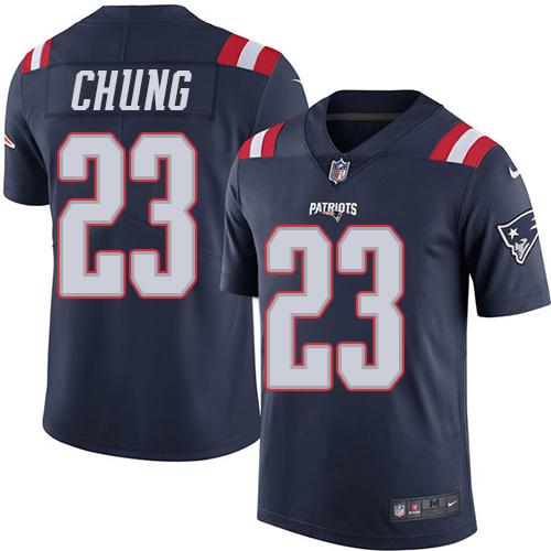 Patriots #23 Patrick Chung Navy Blue Stitched Limited Rush Nike Jersey