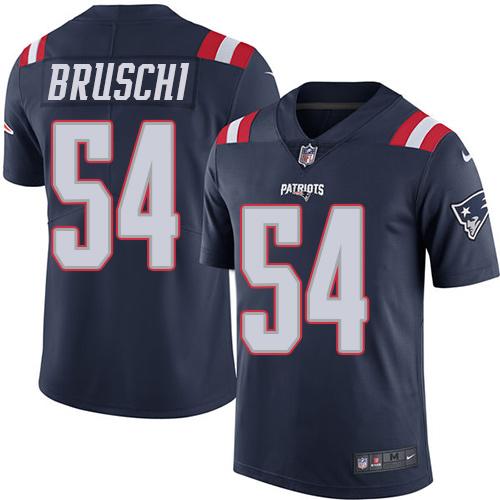 Patriots #54 Tedy Bruschi Navy Blue Stitched Limited Rush Nike Jersey