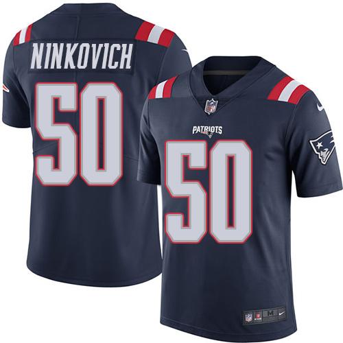 Patriots #50 Rob Ninkovich Navy Blue Stitched Limited Rush Nike Jersey