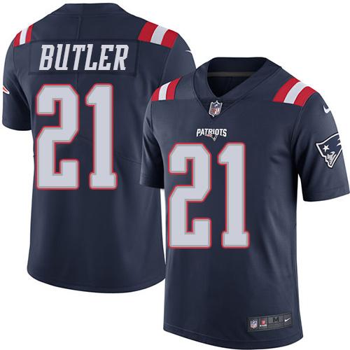 Patriots #21 Malcolm Butler Navy Blue Stitched Limited Rush Nike Jersey