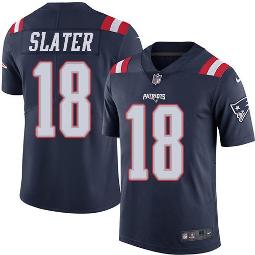 Patriots #18 Matt Slater Navy Blue Stitched Limited Rush Nike Jersey