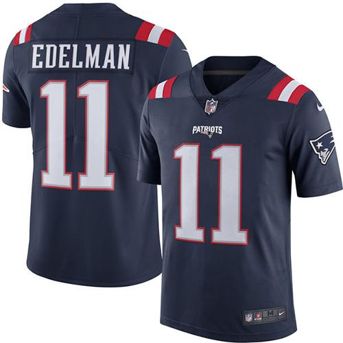 Patriots #11 Julian Edelman Navy Blue Stitched Limited Rush Nike Jersey