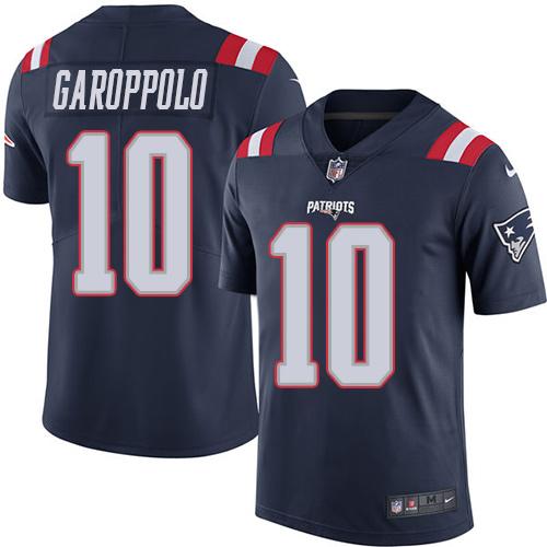 Patriots #10 Jimmy Garoppolo Navy Blue Stitched Limited Rush Nike Jersey
