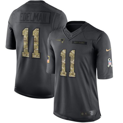 Patriots #11 Julian Edelman Black Stitched Limited 2016 Salute To Service Nike Jersey