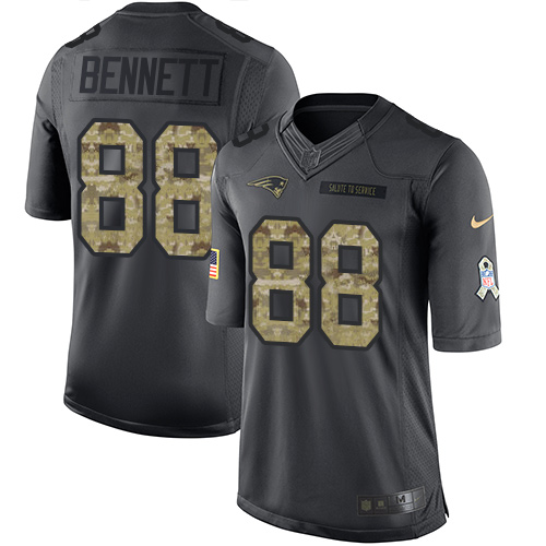 Patriots #88 Martellus Bennett Black Stitched Limited 2016 Salute To Service Nike Jersey
