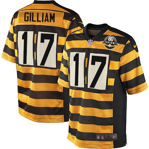 Pittsburgh Steelers #17 Joe Gilliam Yellow Black Alternate 80TH Anniversary Throwback Stitched Jersey