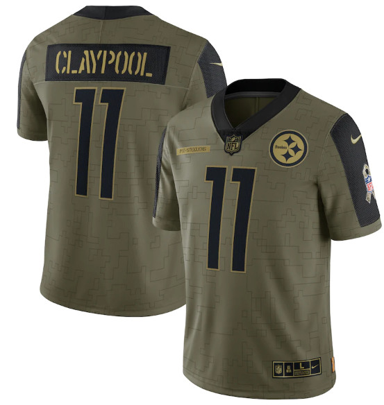 Pittsburgh Steelers #11 Chase Claypool 2021 Olive Salute To Service Limited Stitched Jersey