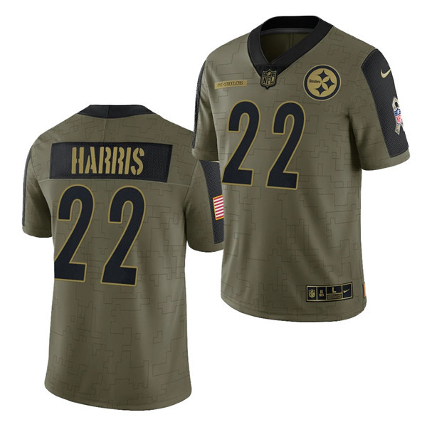 Pittsburgh Steelers #22 Najee Harris 2021 Olive Salute To Service Limited Stitched Jersey