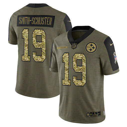 Pittsburgh Steelers #19 JuJu Smith-Schuster 2021 Olive Camo Salute To Service Limited Stitched Jersey