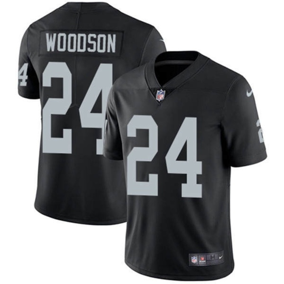 Raiders #24 Charles Woodson Black Stitched Jersey