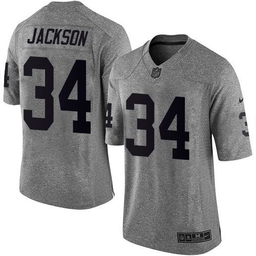 Raiders #34 Bo Jackson Gray Stitched Limited Gridiron Gray Nike Jersey